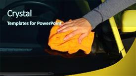 Presentation with hand washing - Colorful PPT layouts enhanced with hand with cloth washing a car waxing and polishing backdrop and a wine colored foreground