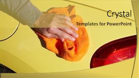  Presentation with hand washing - Cool new PPT layouts with lavage auto - hand with cloth washing backdrop and a yellow colored foreground