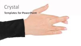  Presentation with fingers - PPT theme consisting of hand-with-crossed-fingers-isolated background and a sky blue colored foreground