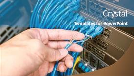  Presentation with network cable - Beautiful PPT theme featuring hand-with-damaged-stranded-network backdrop and a teal colored foreground