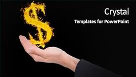  Presentation with black hand - Colorful presentation design enhanced with hand with dolar fire icon backdrop and a black colored foreground
