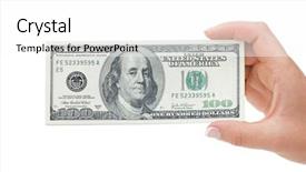  Presentation with dollar sign - Amazing slide deck having hand with dollar banknotes isolated backdrop and a white colored foreground