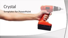  Presentation with drill - Theme having hand with drill isolated background and a sky blue colored foreground