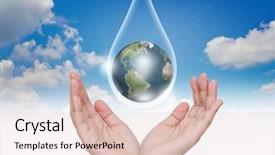  Presentation with water drop - Slides consisting of hand with earth in water background and a lemonade colored foreground