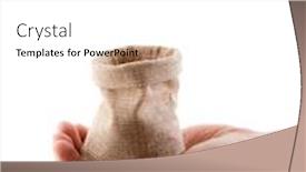  Presentation with linen - Cool new PPT theme with hand-with-empty-linen-sack backdrop and a white colored foreground