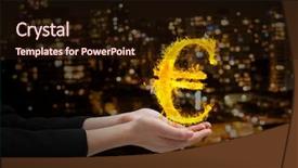 Presentation with bonfire night design hand - Cool new slide deck with building wealth - hand with euro fire icon backdrop and a wine colored foreground