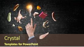  Presentation with finger - Slide deck enhanced with hand-with-finger-pointing-up background and a  colored foreground