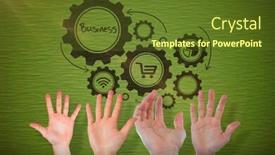  Presentation with spread - Audience pleasing presentation theme consisting of hand with fingers spread out against green backdrop and a tawny brown colored foreground