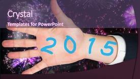  Presentation with spread - PPT theme enhanced with hand with fingers spread out against colourful fireworks exploding on black background background and a tawny brown colored foreground
