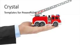  Presentation with fire truck - Colorful PPT theme enhanced with hand with fire truck isolated backdrop and a white colored foreground