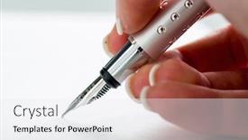  Presentation with fountain pen - Audience pleasing presentation design consisting of fountain pen at signature backdrop and a sky blue colored foreground