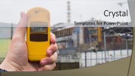  Presentation with reactor - PPT theme having hand with fourth chernobyl reactor background and a light gray colored foreground