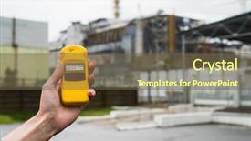  Presentation with chernobyl - PPT theme consisting of hand with fourth chernobyl reactor background and a tawny brown colored foreground