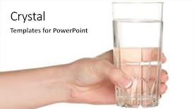  Presentation with glass of water - Audience pleasing theme consisting of hand with glass of water backdrop and a white colored foreground