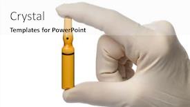  Presentation with ampul - Presentation theme featuring hand-with-glove-and-glass background and a white colored foreground