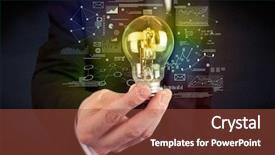  Presentation with glowing light bulb light bulb - Slide set enhanced with hand with graph charts number background and a red colored foreground