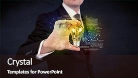  Presentation with glowing light bulb light bulb - Cool new theme with hand with graph charts number backdrop and a wine colored foreground