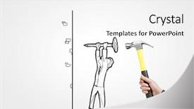  Presentation with human gland - Theme consisting of hand with hammer hitting nail background and a white colored foreground