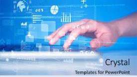  Presentation with high tech - PPT theme with hand with high tech background and a light blue colored foreground