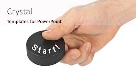  Presentation with hockey puck - Presentation theme featuring hand with hockey puck start isolated on white background background and a sky blue colored foreground