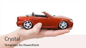  Presentation with sports car - Cool new slide deck with hand with holding red sports backdrop and a lemonade colored foreground