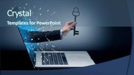  Presentation with sparkling - Colorful PPT layouts enhanced with hand with huge vintage key backdrop and a ocean colored foreground