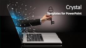  Presentation with key - Slides with hand with huge vintage key background and a dark gray colored foreground