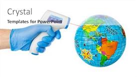  Presentation with infrared - Presentation theme consisting of hand-with-infrared-thermometer background and a white colored foreground