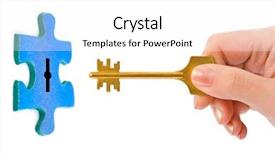  Presentation with hand holding puzzle piece - Slides featuring hand with key and puzzle background and a white colored foreground