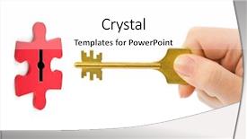  Presentation with puzzle - Cool new slide deck with hand with key and puzzle backdrop and a white colored foreground