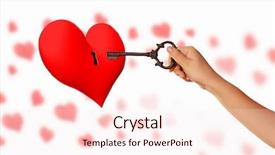 Presentation with human heart - Theme with hand with key opening heart background and a cream colored foreground