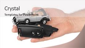  Presentation with waiter hand in white glove - Beautiful presentation theme featuring hand with keys and car backdrop and a sky blue colored foreground