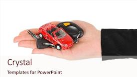  Presentation with waiter hand in white glove - Amazing slide deck having hand with keys and car backdrop and a sky blue colored foreground