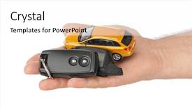  Presentation with keys - Slide set enhanced with hand with keys and car background and a white colored foreground