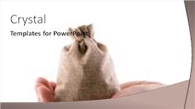  Presentation with linen - Slide deck having hand-with-linen-sack-isolated background and a white colored foreground