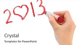  Presentation with lipstick - Cool new presentation theme with hand with lipstick drawing 2013 backdrop and a white colored foreground