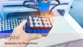  Presentation with lithium ion - PPT theme with hand-with-lithium-ion-industrial and a lemonade colored foreground