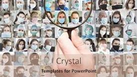  Presentation with magnifying glass - Slide set enhanced with hand-with-magnifying-glass-over background and a coral colored foreground