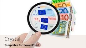  Presentation with magnifying glass - PPT theme having hand-with-magnifying-glass background and a lemonade colored foreground