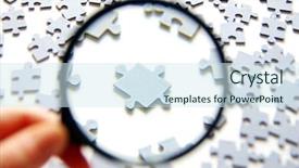  Presentation with magnifying glass - Colorful presentation theme enhanced with magnifying glass and puzzle backdrop and a light blue colored foreground
