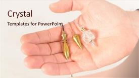  Presentation with karnak - Presentation theme featuring hand with many pendulums pink background and a lemonade colored foreground