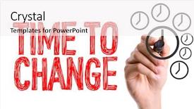  Presentation with change - Presentation theme enhanced with hand with marker writing time background and a sky blue colored foreground