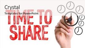  Presentation with marker - Audience pleasing slide set consisting of hand with marker writing time backdrop and a sky blue colored foreground