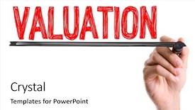  Presentation with valuation - Presentation theme featuring hand with marker writing valuation background and a white colored foreground