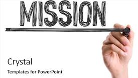  Presentation with mission - Beautiful PPT layouts featuring hand with marker writing backdrop and a white colored foreground
