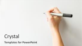  Presentation with marker - Cool new slides with hand with marker writing backdrop and a white colored foreground