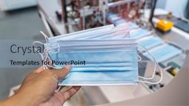  Presentation with manufacture - PPT theme consisting of hand-with-mask-with-automatic background and a light blue colored foreground