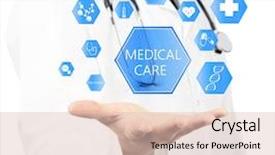  Presentation with medical technology - Beautiful PPT theme featuring hand with medicine icons - medical backdrop and a lemonade colored foreground