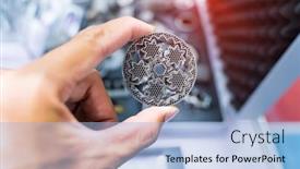  Presentation with 3d printer metal - Presentation theme having hand-with-metal-object-printed background and a  colored foreground