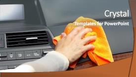  Presentation with car cleaning - Colorful presentation enhanced with hand with microfiber cloth cleaning backdrop and a gray colored foreground